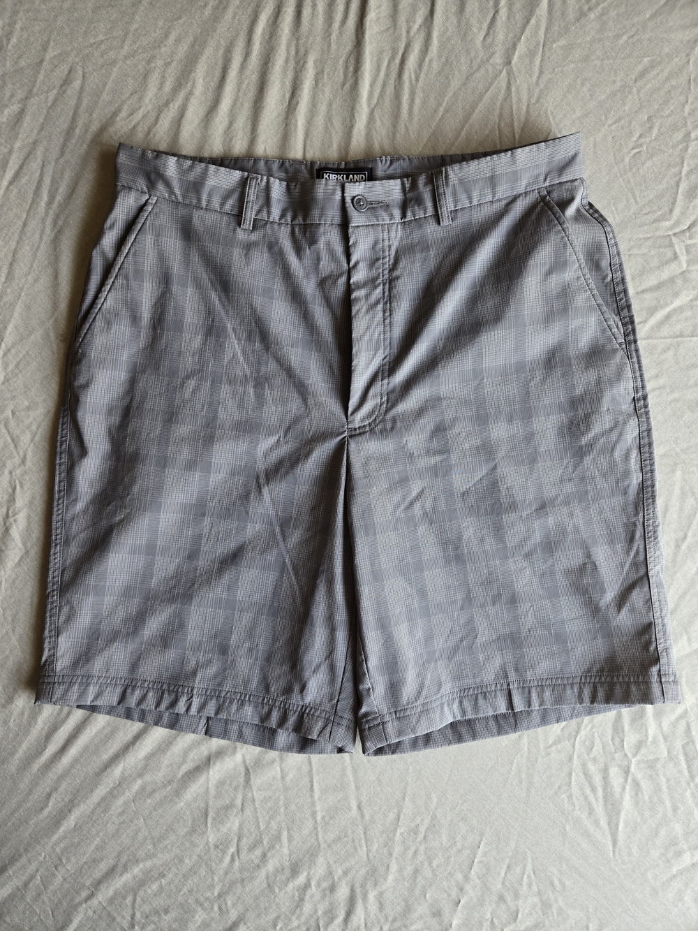 Kirkland Signature Gray Plaid Flat-Front Men's Shorts 36